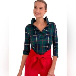 Gretchen Scott Ruffneck Top - Plaidly Cooper